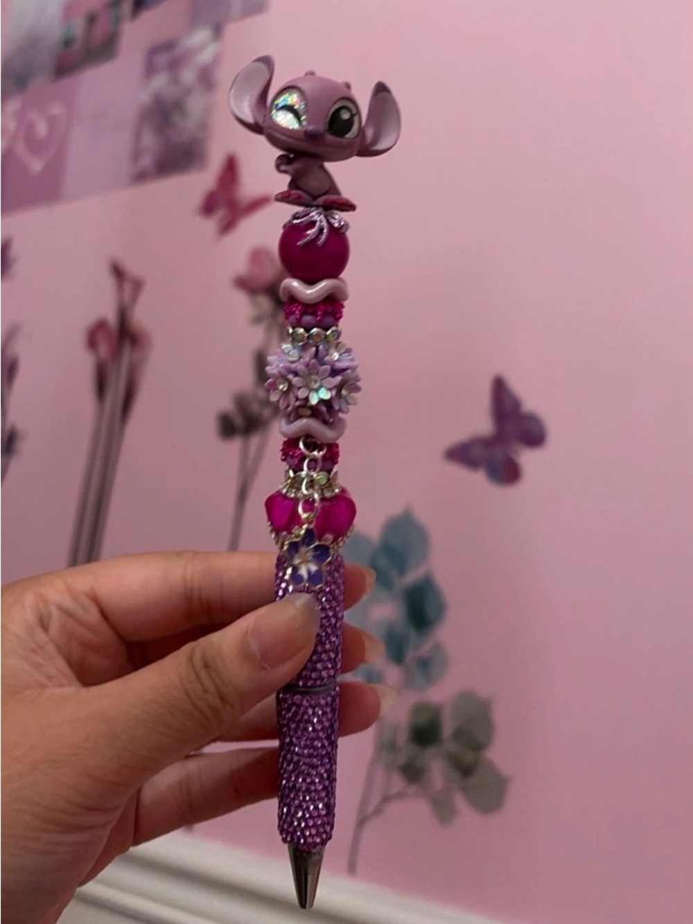 Angel Purple Beaded Character Pen